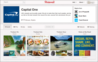 Credit card firms make their debut on Pintrest